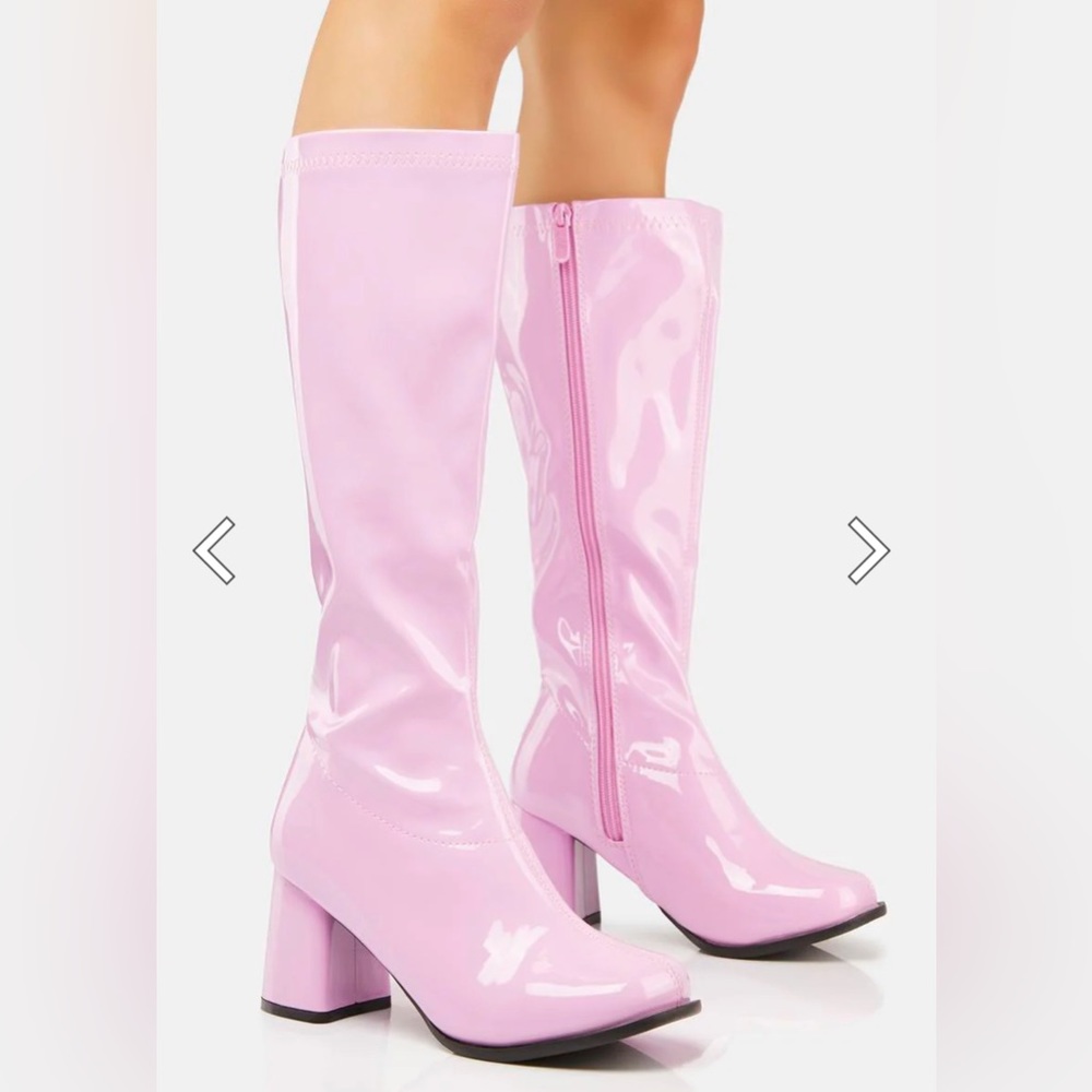 Pink Go-Go Boots | Ellie | Faux Leather Pink Boots Size US 10